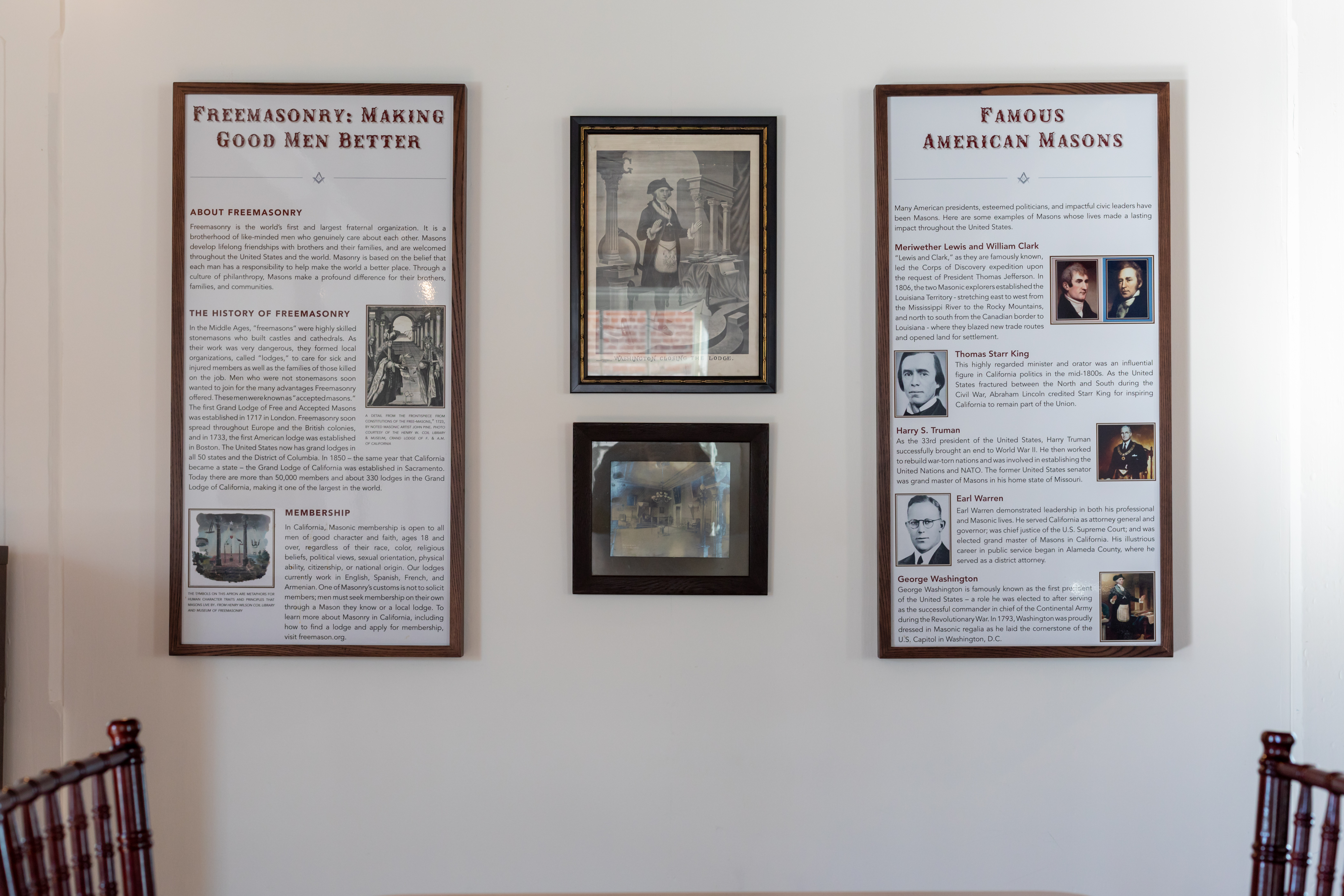 Masons of California - Interior of Benicia Masonic Hall