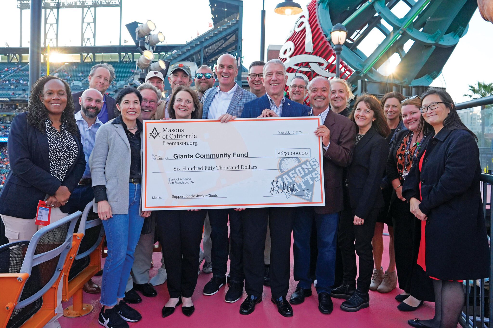 Masons of California pledge $650,000 to Giants Community Fund