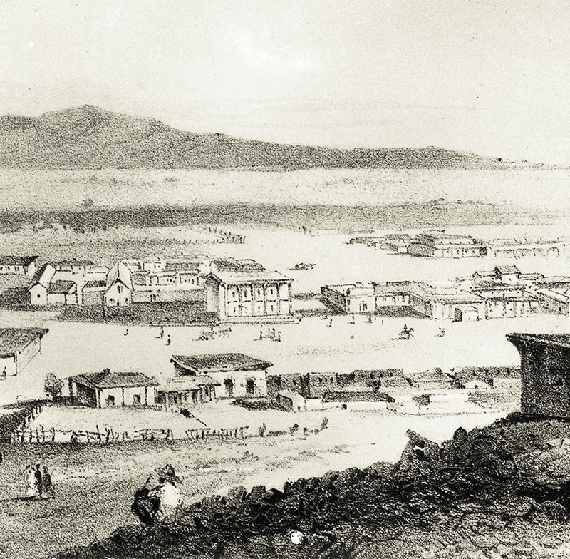 A lithograph of Los Angeles in 1853