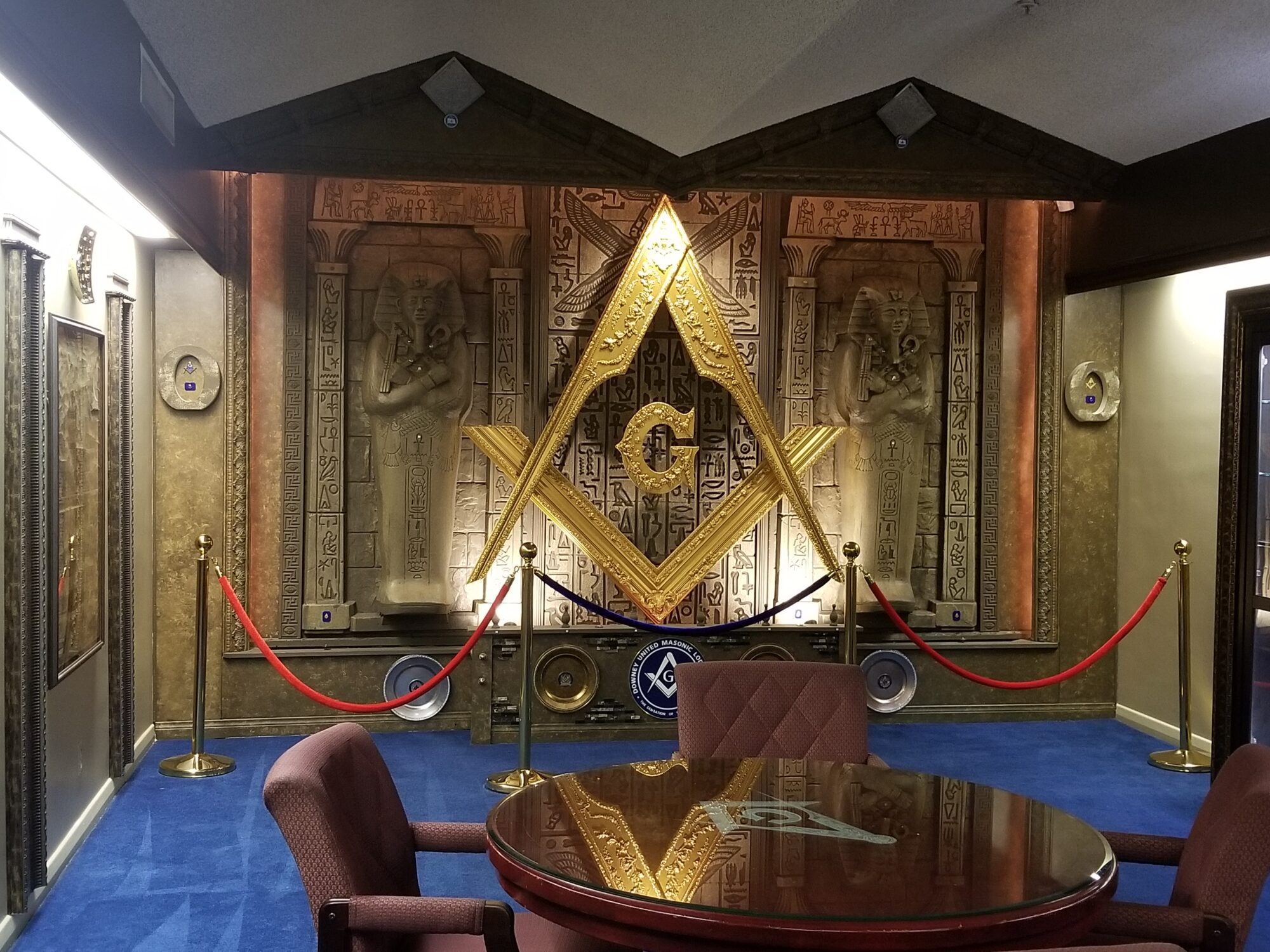 Mason artist Raj Champaneri's massive Egyptian-inspired wall mural known as the Raj Mahal, at Downey United No. 220.The massive, Egyptian-inspired wall art known as the Raj Mahal, executed by Mason artist Raj Champaneri, at Downey United No. 220.