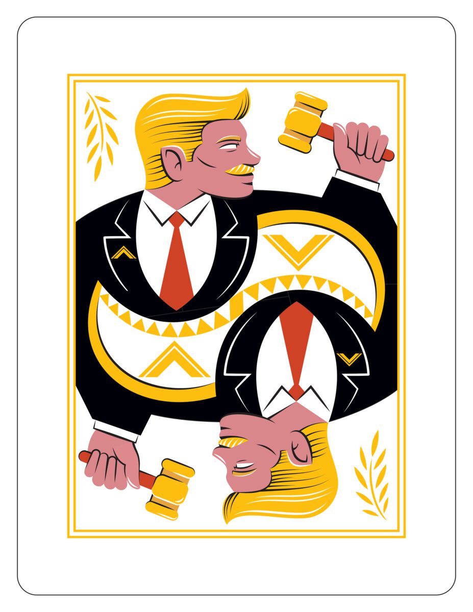 Detail of Masonry-themed playing card with lodge master as Jack. California Freemason: Masonry and Magic